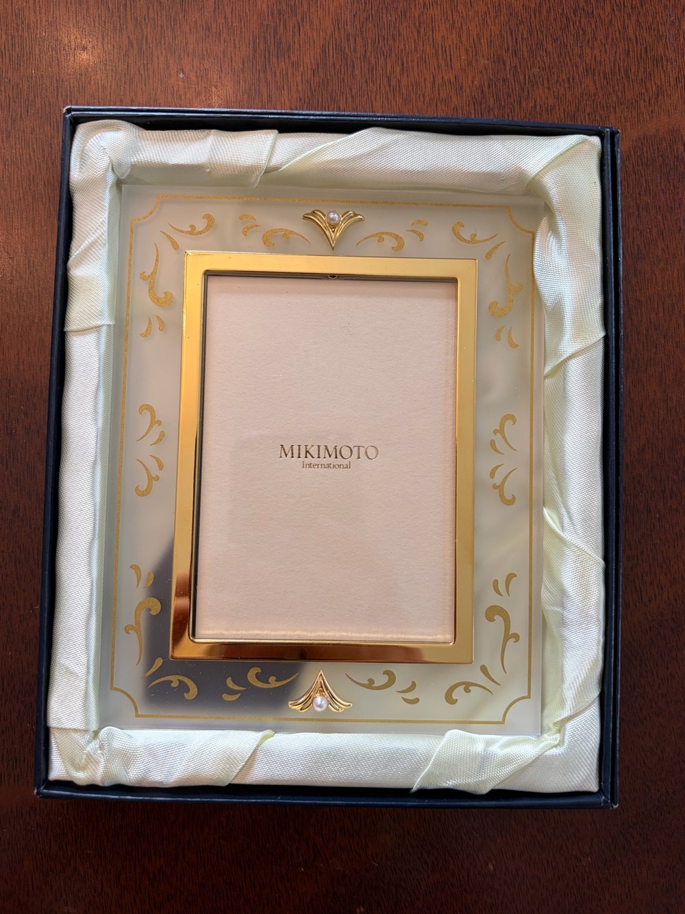 Vintage Mikimoto Frame with Gold and Pearl Accents- NIB